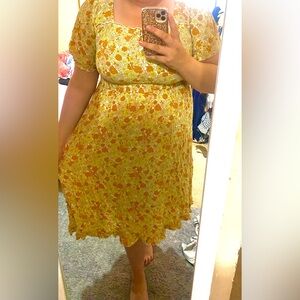 Yellow floral summer dress